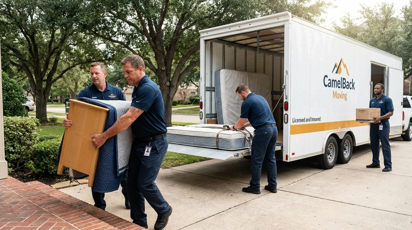 Crew loading residential truck for cross-state move from Cranberry Township, PA