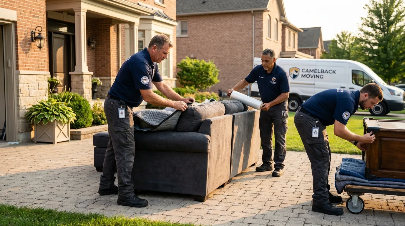 Large estate moving crew wrapping furniture in Cranberry Township, PA