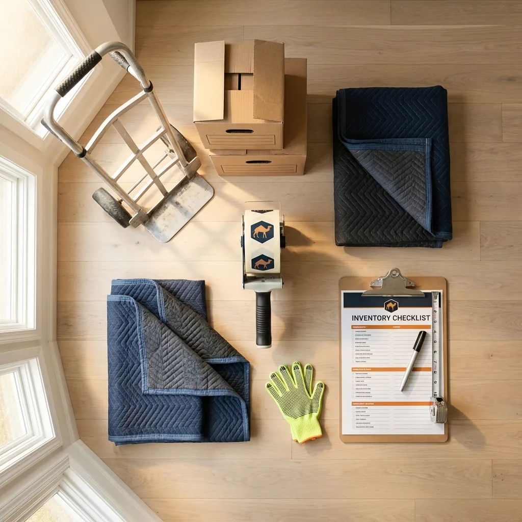 Professional moving supplies and packing materials layout for Cranberry Township residential relocations